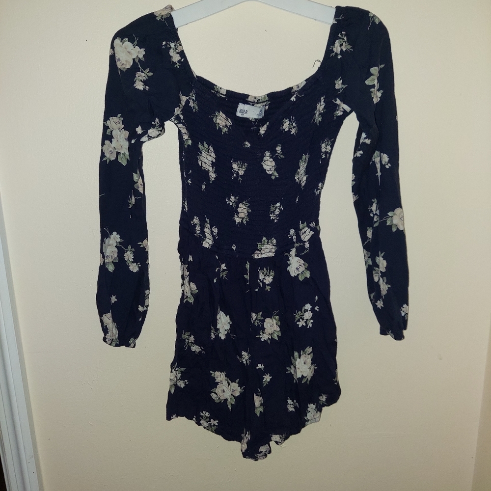 Hollister navy long sleeve romper